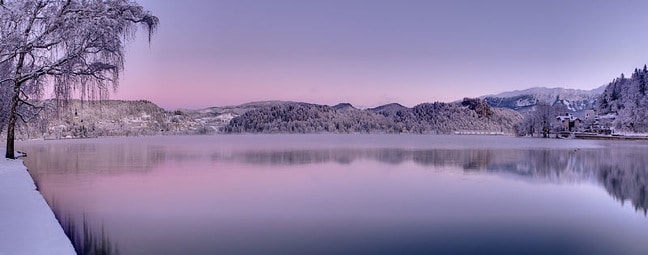 Winter Panorama of Lake Bled, Slovenia