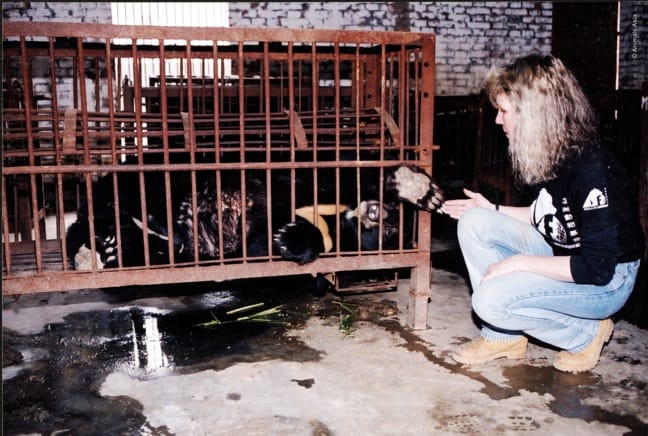 Jill Robinson With a Rescued Bear Named Jasper