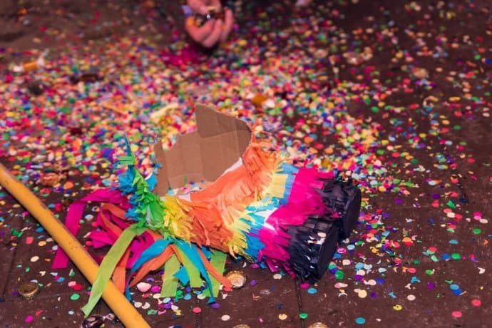 Piñata after a Cinco de Mayo party