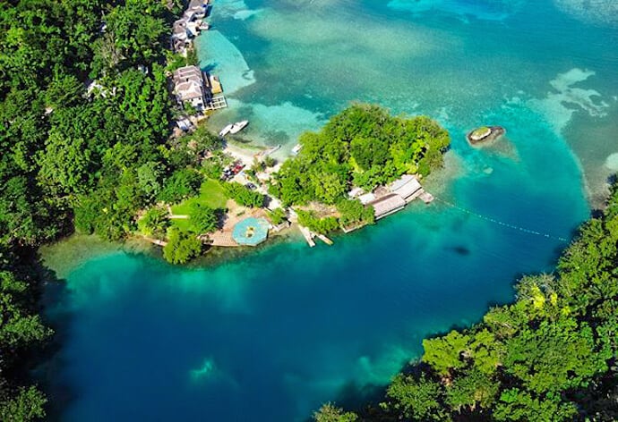 Bird's Eye View of the Blue Lagoon in Port Antonio, Jamaica