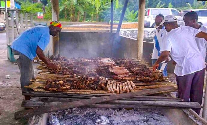 Lunch at Boston Jerk Center in Portland, Jamaica