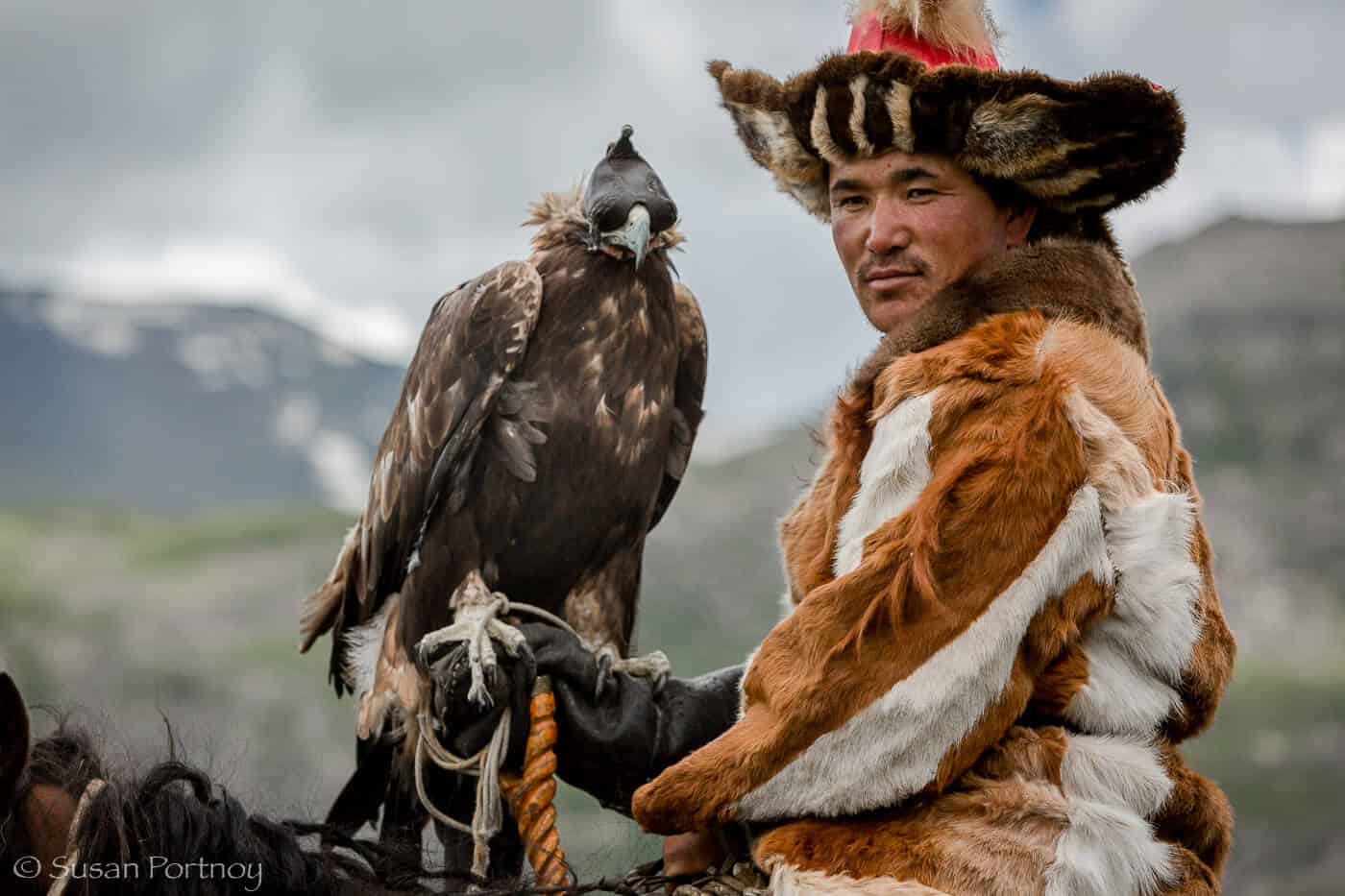 Mongolian Culture: Eagle Hunter Closeup