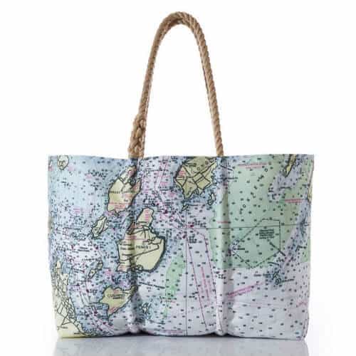 Best Tote Bags for a Beach Vacation -Seabags Casco Bay Nautical Chart Tote