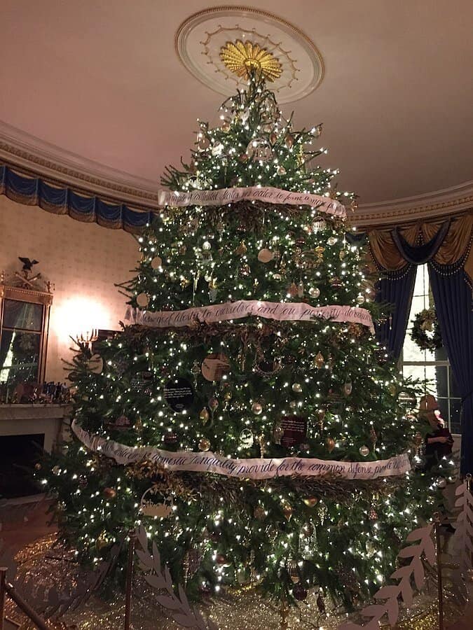 Real Christmas Tree in the Blue Room of the White House