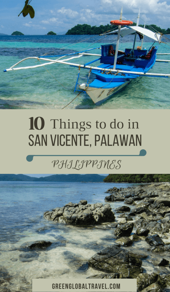 San Vicente Palawan Philippines is one of the top tropical islands to visit. Check out our top things to do including island hopping, swimming with sea turtles, hiking waterfalls, watching amazing sunsets and more! via @greenglobaltrvl