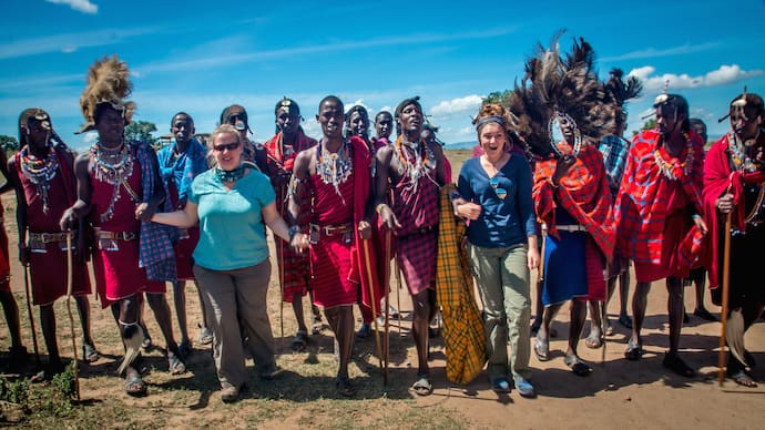 Dancing with Maasai at Entasikira Cultural Village, Kenya