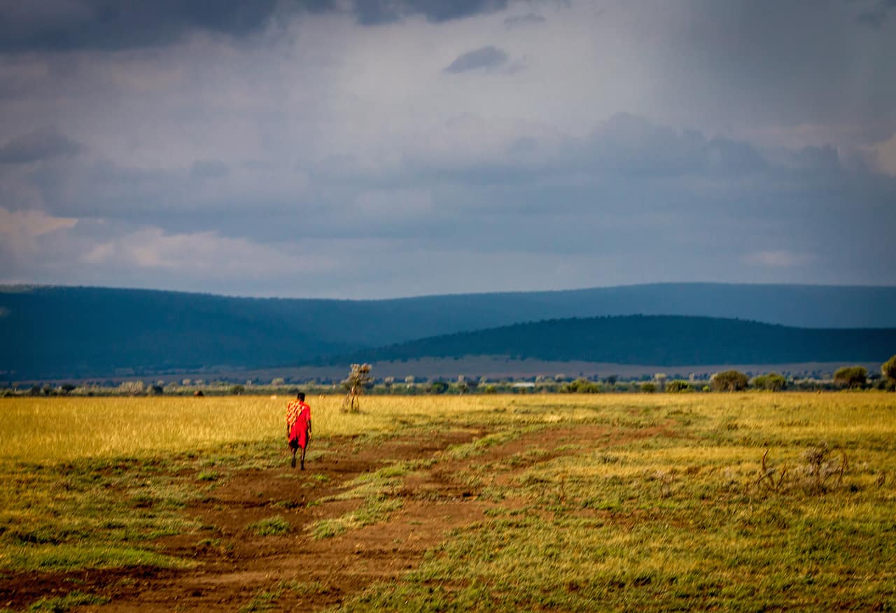 Maasai Walking in Olare Motorogi Conservancy, Kenya