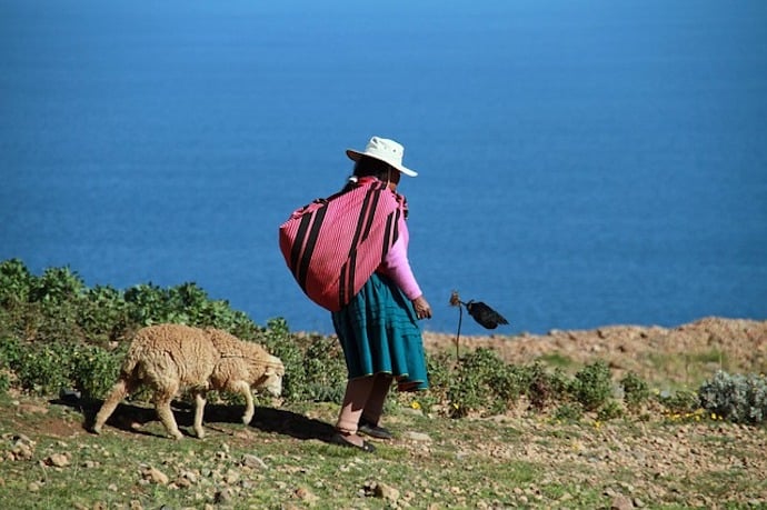 Largest freshwater lake in South America - Lake Titicaca, South America