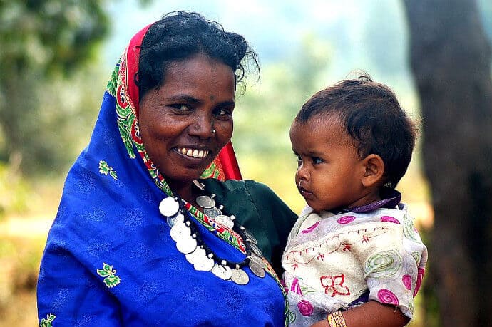 Adivasi woman and child, Chhattisgarh