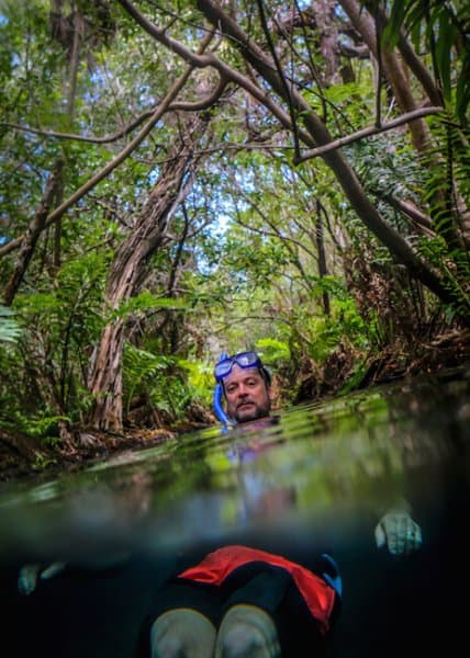 Ethan Gelber floating down the Rio Selva