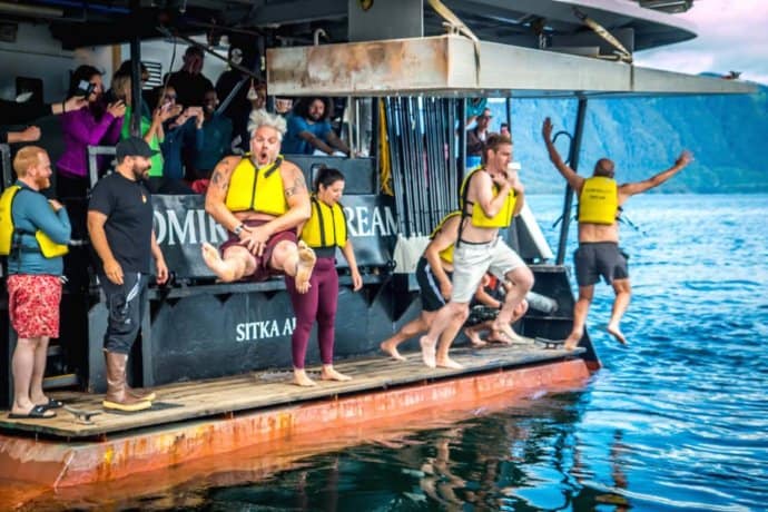 Tourists Taking the Polar Plunge in Alaska's Inside Passage