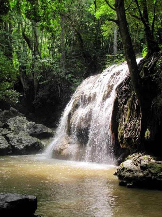 Hot Springs Waterfall at Finca El Paraiso in Rio Dulce, Guatemala 