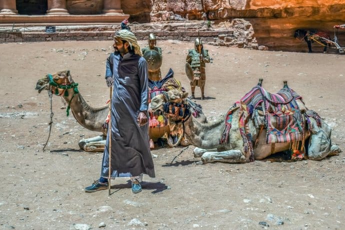 Bedouin with Camels in Petra, Jordan