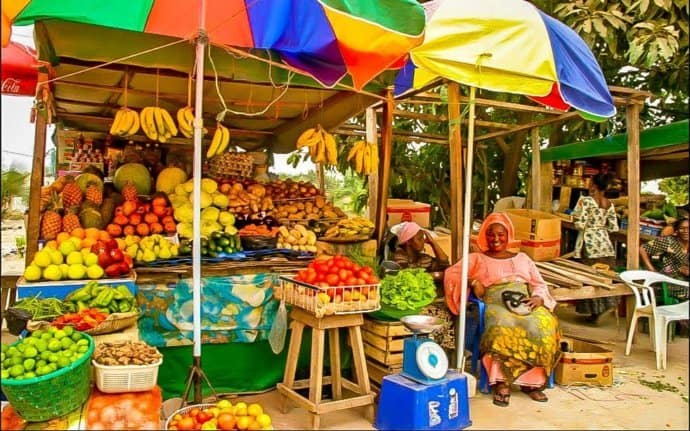 Vendor at a Street Market in Gambia