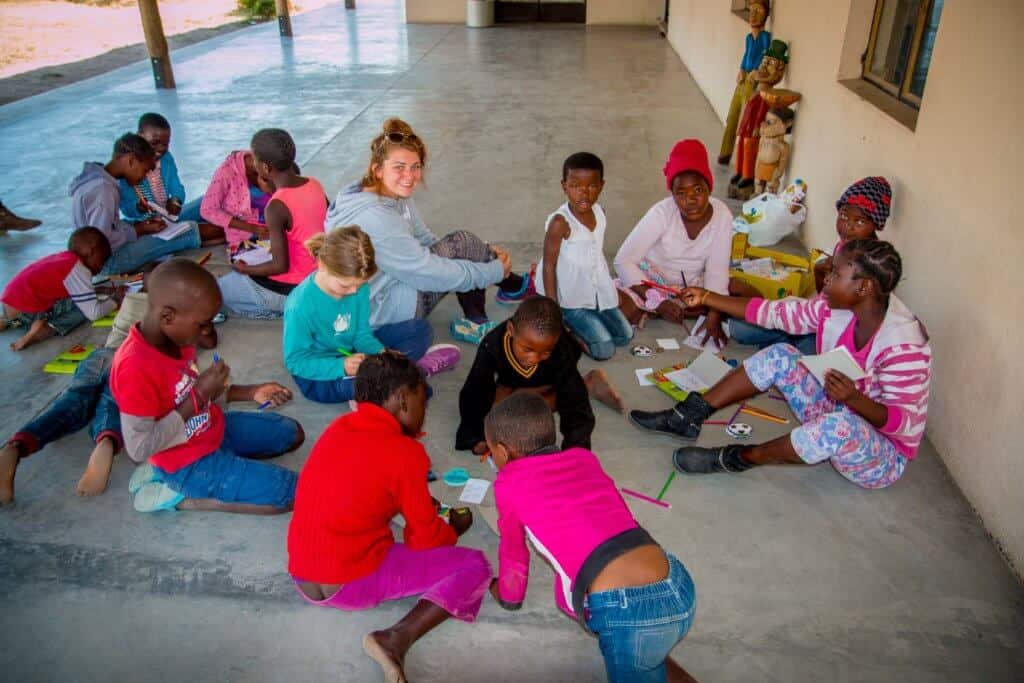 Kids Coloring at an After School Program in South Africa