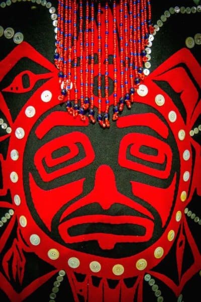 Closeup of traditional Tlingit Blanket at Sealaska Heritage Museum in Juneau