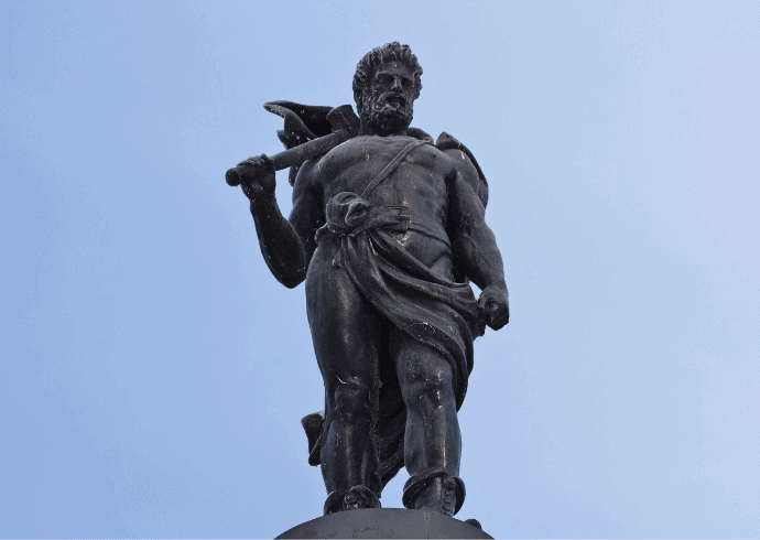 Statue of Norse God Thor in Stockholm, Sweden