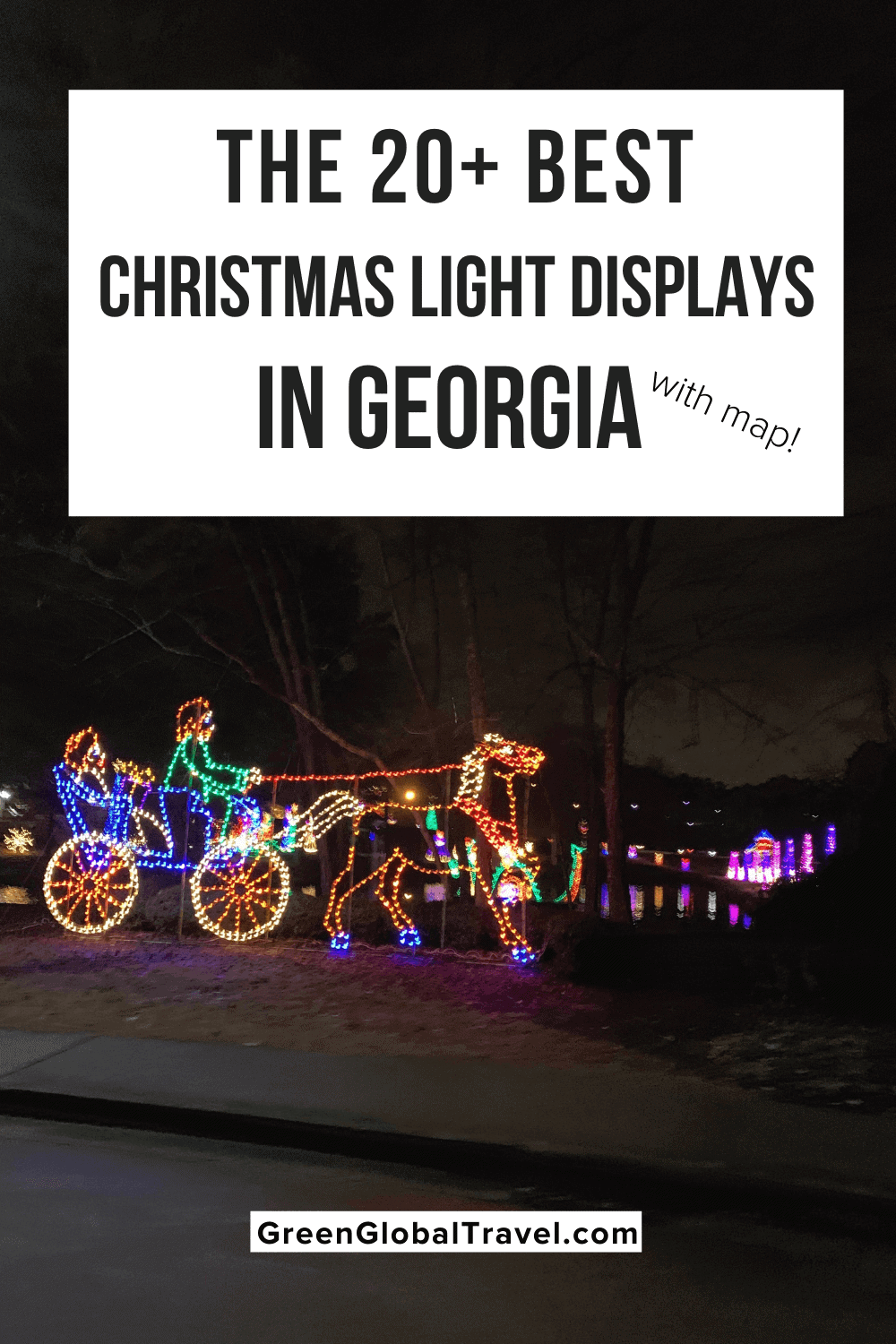20 Best Christmas Light Displays in Georgia for 2020 w/ Map! including the Botanical Gardens, Lake Lanier, Callaway Gardens, Stone Mountain, Blue Ridge & more. | southern lights | christmas light displays | southern christmas show | best christmas lights| lights of the south | best outdoor christmas lights | christmas lights in atlanta | christmas in the south | georgia christmas | georgia christmas lights | christmas lights in georgia | holiday light show | atlanta christmas