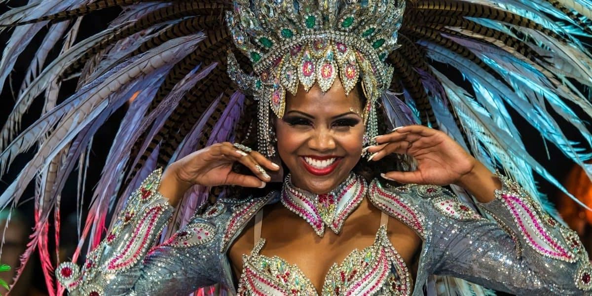 woman dressed in carnival outfit