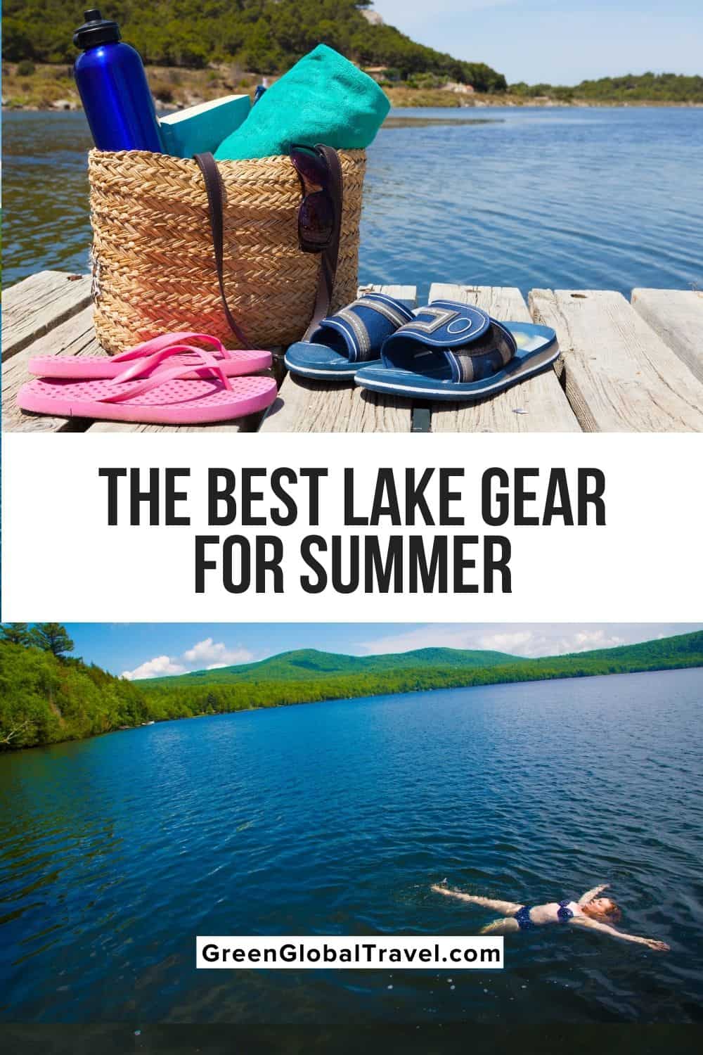 The Best Lake Day Gear & Accessories for Your Summer Outing includes Swimwear, Clothing, Floats, Sunglasses, Shoes, Camping/Cooking Gear, and Tech