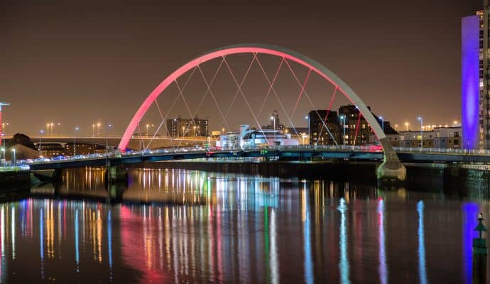Nighttime Lights in the City of Glasgow Scotland