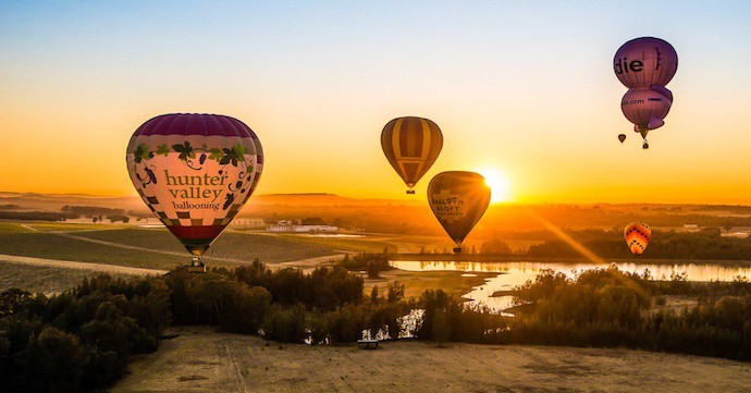 Hot Air Balloon Over Hunter Valley with Hunter Valley Ballooning