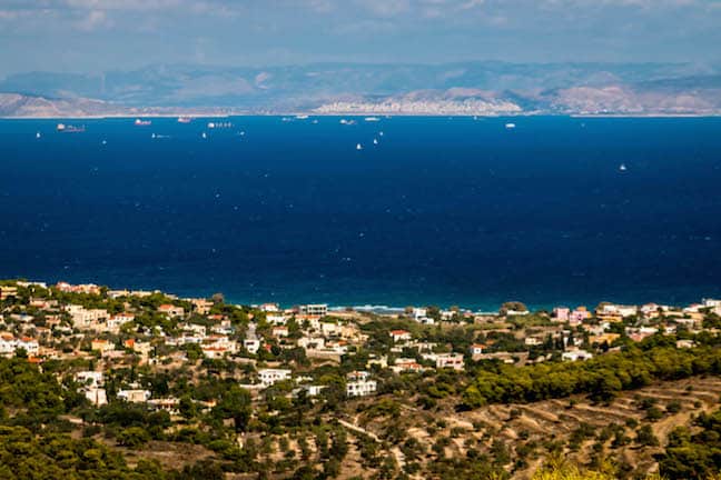 View of Athens from Aegina, Greece 