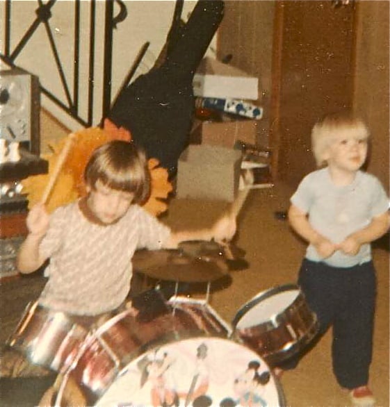 Bret Love rocking out on drums