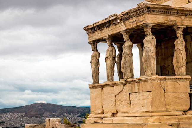 The Caryatids of the Erechtheion at the Acropolis of Athens
