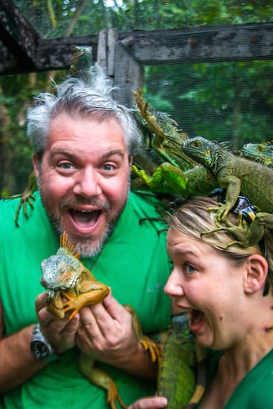 Bret Love & Mary Gabbett at Green Iguana Conservation Project, Belize