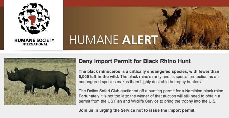 Humane Society International's Black Rhino Petition