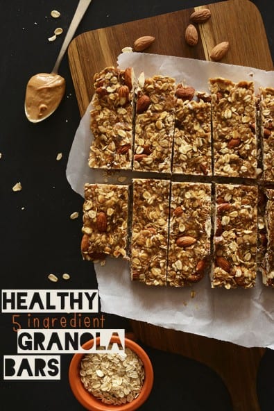 Palm Oil Free Foods -5-Ingredient (No Bake) Granola Bar by MinimalistBaker.com