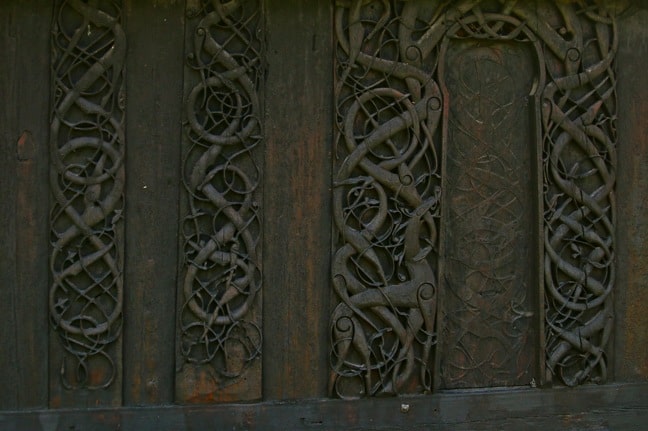 North wall of Urnes Stave Church, Norway