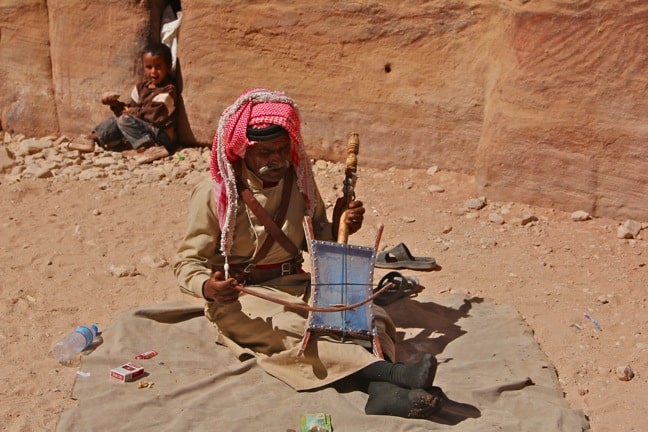 Berber Musician Plays a One-Stringed Lute in Petra, Jordan