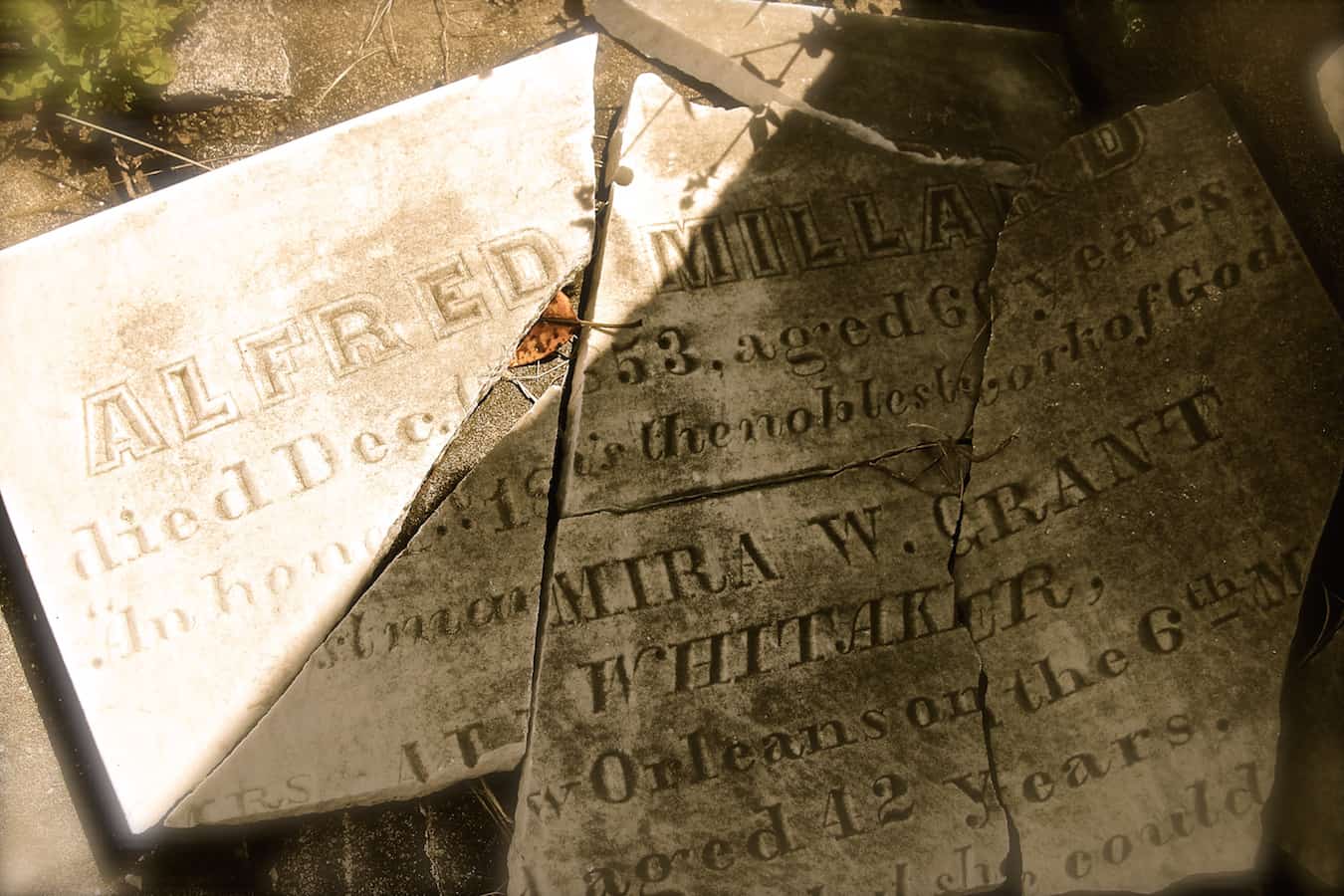 Gravestone from St Louis Cemetery on Haunted New Orleans Walking Tour