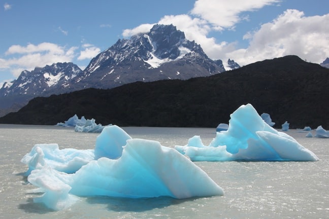 Icebergs Calved From Grey Glacier, Floating in Lago Grey, Torres Del Paine National Park, Chile