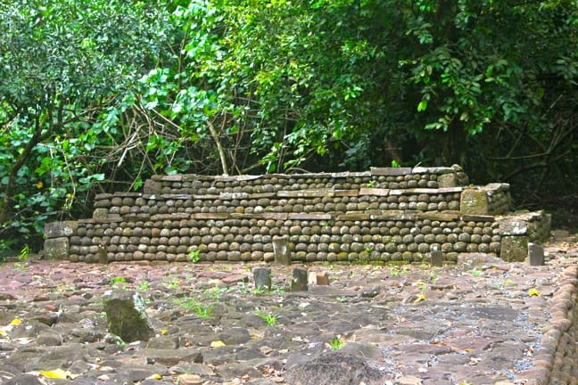 Restored Ruins at the Ahu-O--Mahine Marae in Moorea, Tahiti