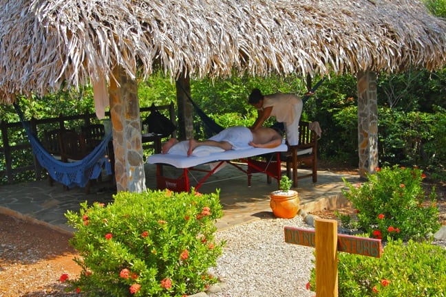 Massage in our Palapa at Islas Secas, Panama