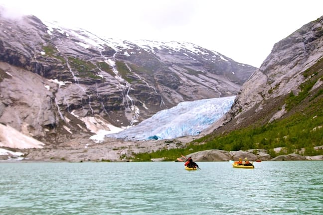 Kayaking Lake Nigardsbrevatnet, Norway