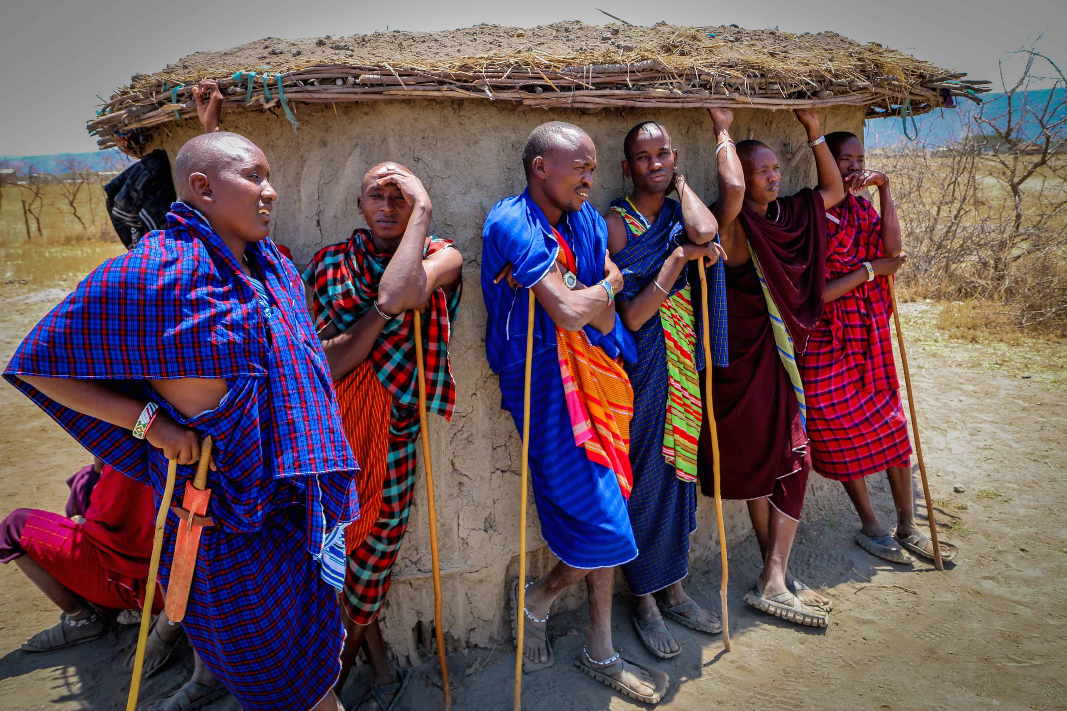 Maasai Men in a Traditional Village in Tanzania