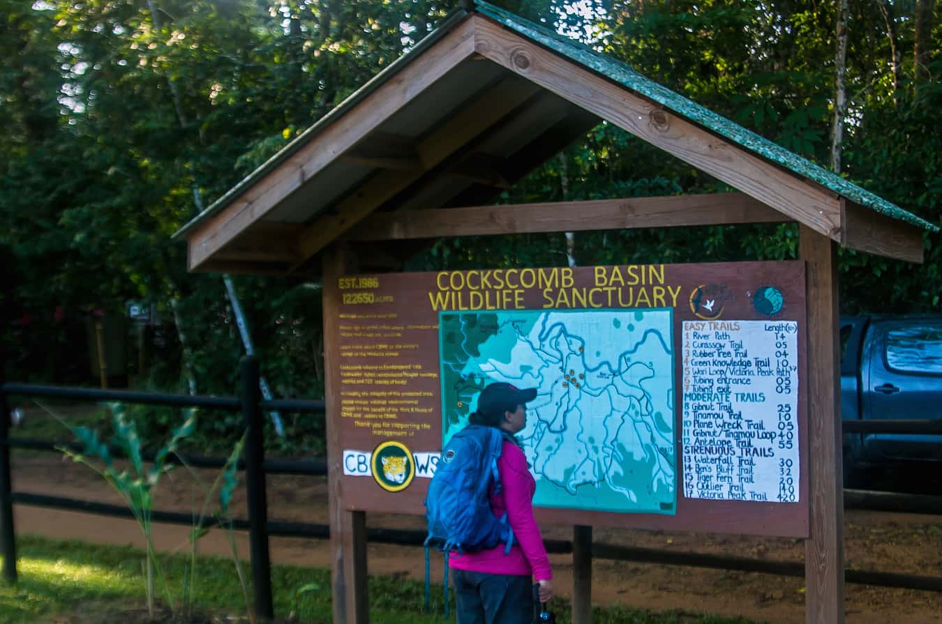 Map of Cockscomb Basin Wildlife Reserve Hiking Trails