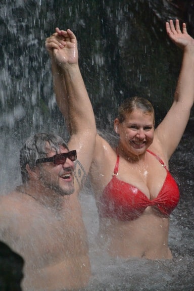 Bret Love & Mary Gabbett in Emerald Pool Falls, Dominica