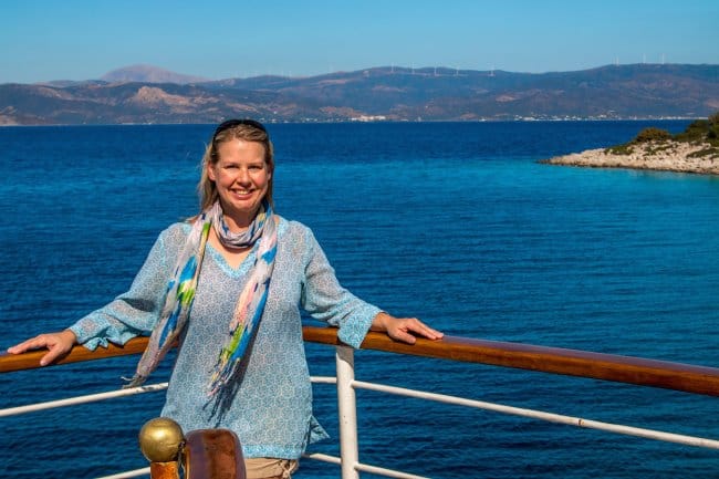 Mary Gabbett in Saronic Islands, Greece