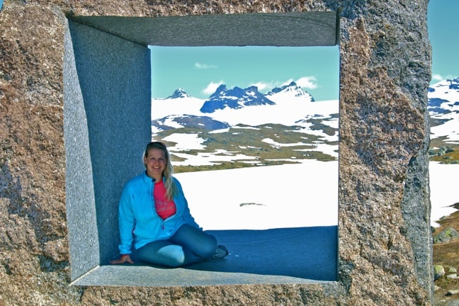 Jotunheimen's Mejfjellet Rest Area, with Stone Sculpture by Knut Wold