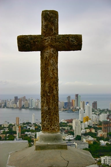 Vista de Bocagrande desde La Popa en Cartagena, Colombia