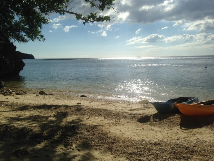 Philippine Island of Danjugan - Typhoon Beach and our kayaks