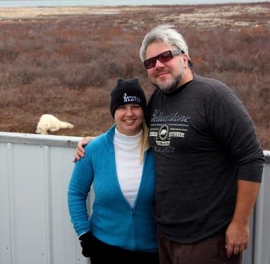 Bret Love & Mary Gabbett with Polar Bears in Churchill, Manitoba