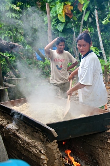 Riberenos Roasting Yucca in the Amazon in Peru