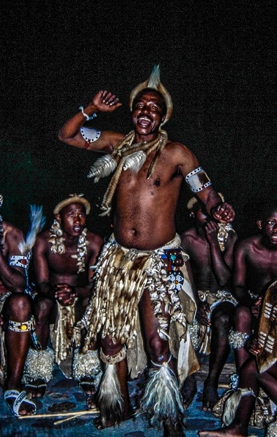 South Africa, Simunye, Zulu Warriors Fighting, Stock Photo