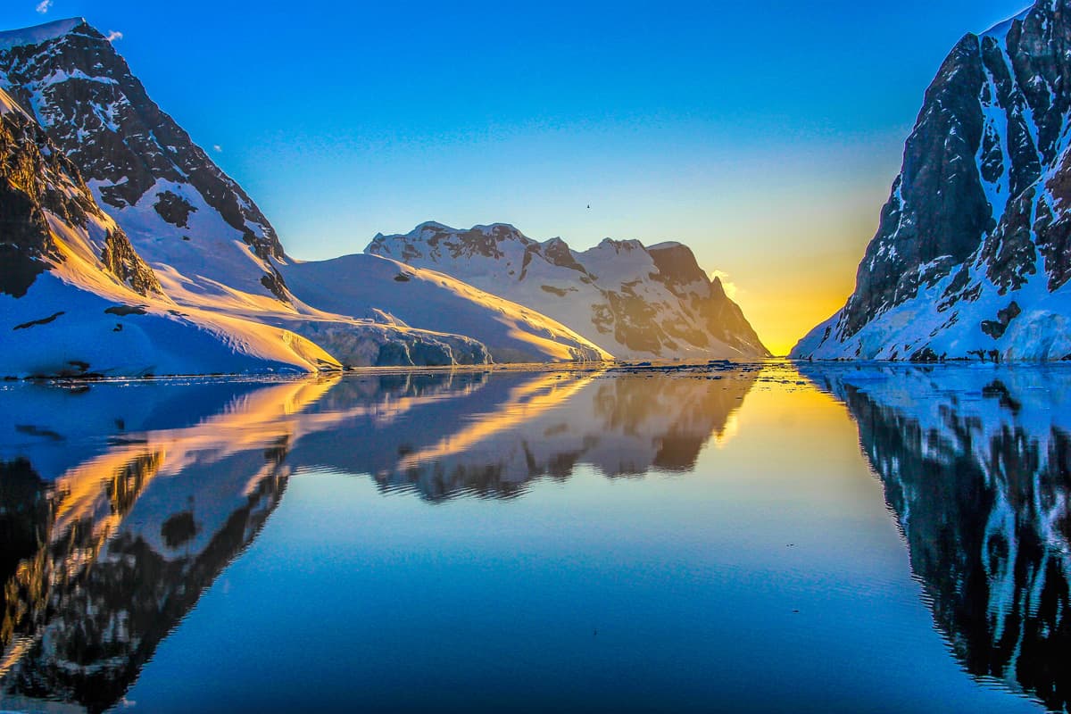 Riding Into the Sunset on the Lemaire Channel in Antarctica